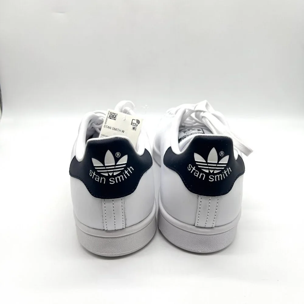 Adidas Originals Womens Size 11‎ Stan Smith White Navy Blue Sneakers Shoes